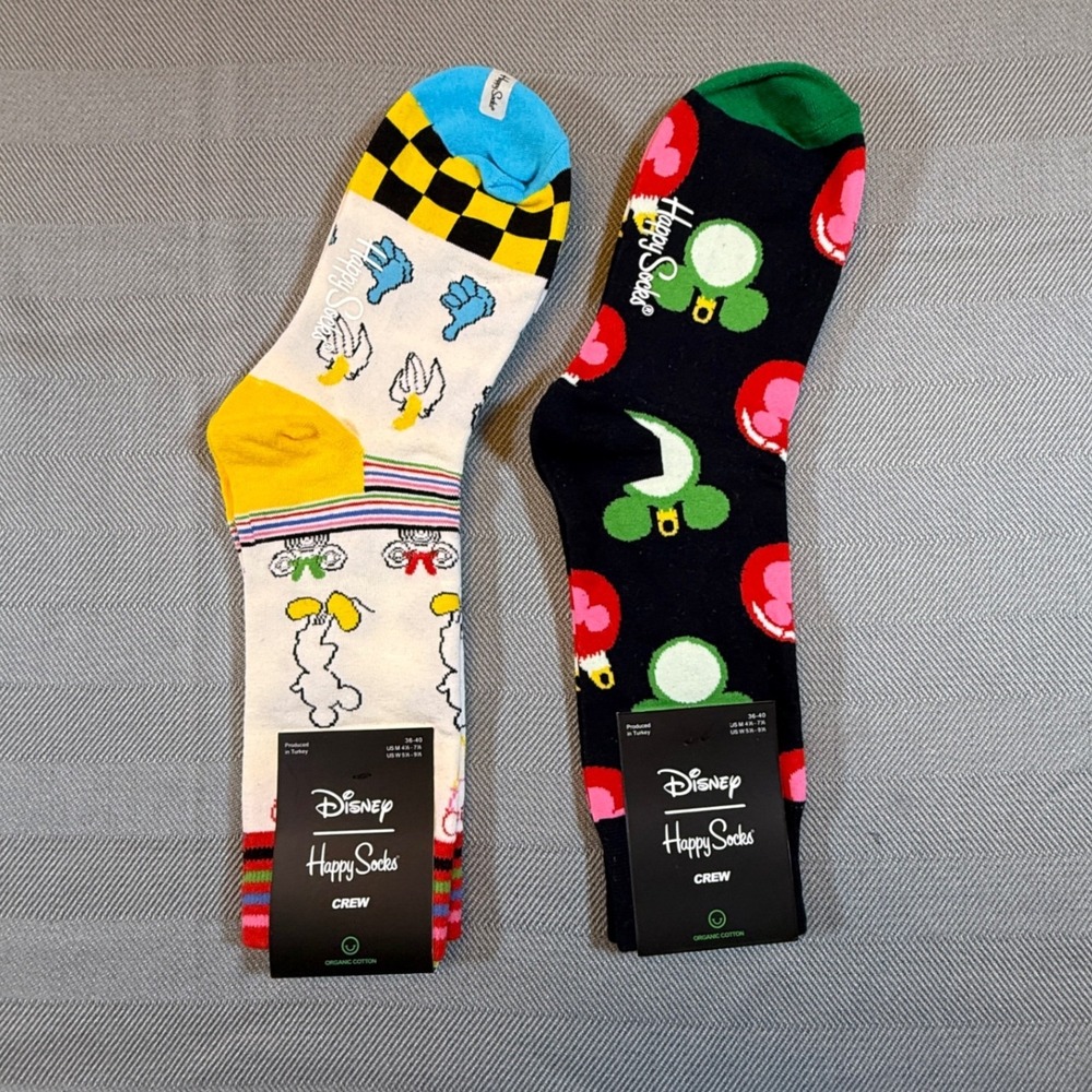 Disney x Happy Socks Mickey Mouse Crew Socks 2 Pair Bundle DNY01-9300 TTP135